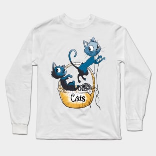 Cats playing with balls of yarn Funny T-shirt 2-06 Long Sleeve T-Shirt